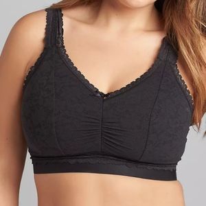 NWT Cacique black stretch lace bralette size 26/28